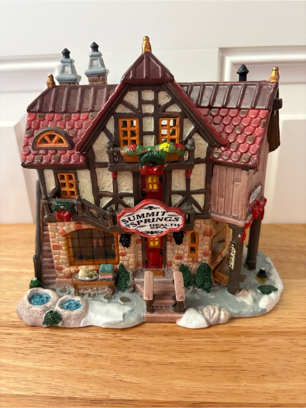 Summit Springs Health Spa-Holiday Cottage Figurine - Red Roof